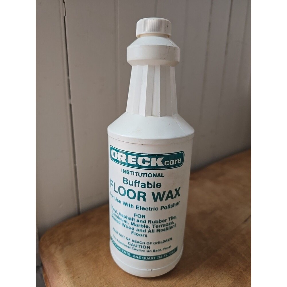 Vintage Oreck Commercial Buffable Floor Wax 32 Fl. Oz. Full Open Bottle